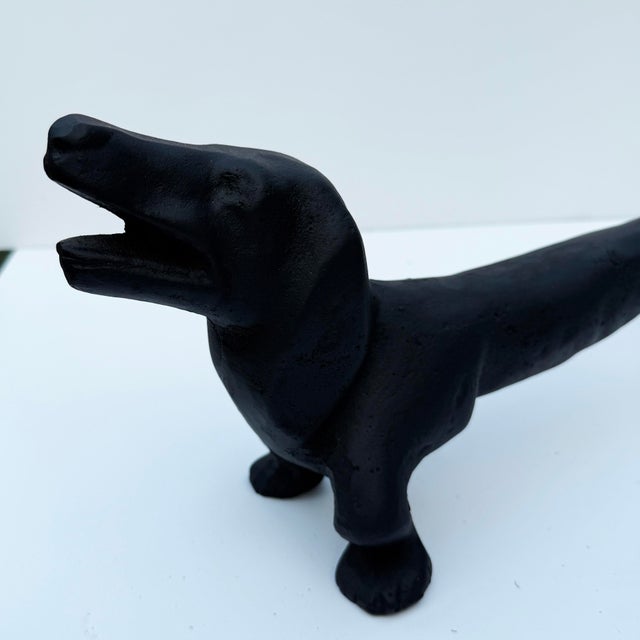 Metal Vintage Cast Iron Dachshund Andirons For Sale - Image 7 of 12