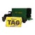 An antique pressed steel toy truck, likely dating to circa 1920. The truck features a black cab and chassis with a...