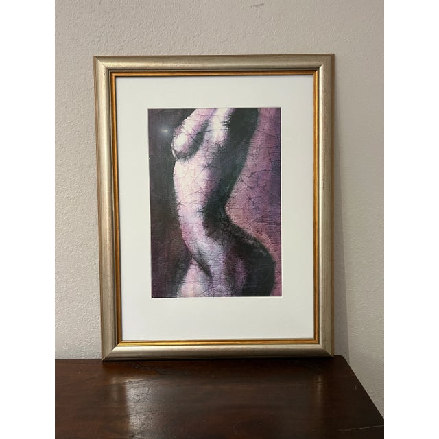 Black 1980s Nude Woman Silhouette Original Painting, Matted and Framed - Set of 2 For Sale - Image 8 of 12