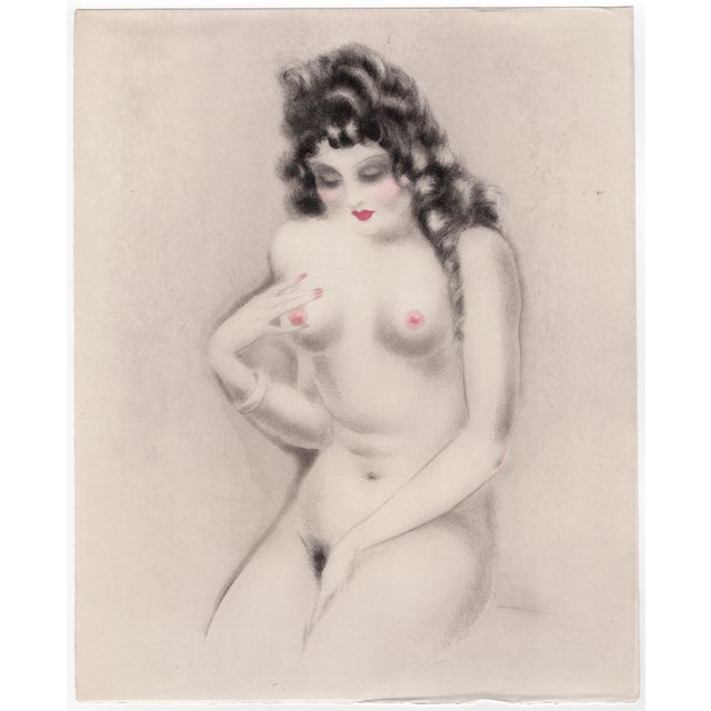 Louis icart (1888 - 1950) apple breasts (seins en pomme) from "the life of breasts" original colour etching and aquatint...