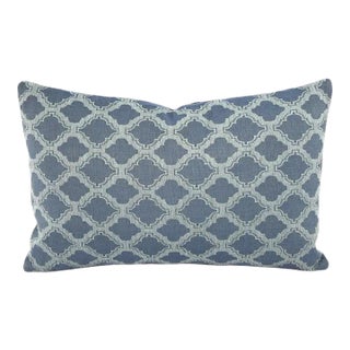 Navy With Blue Trellis Pattern Lumbar Pillow Cover For Sale