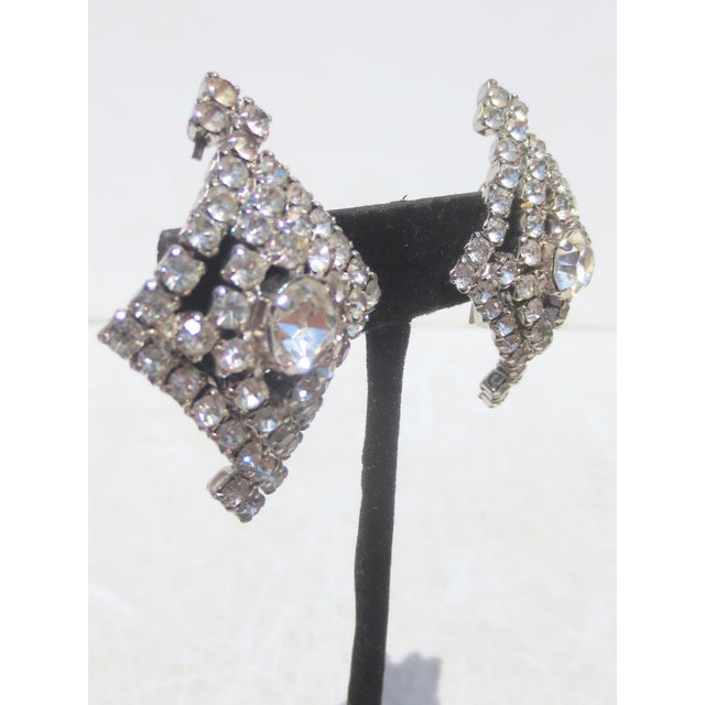 Rhinestone Clip-on Earrings by La Rea For Sale - Image 4 of 5
