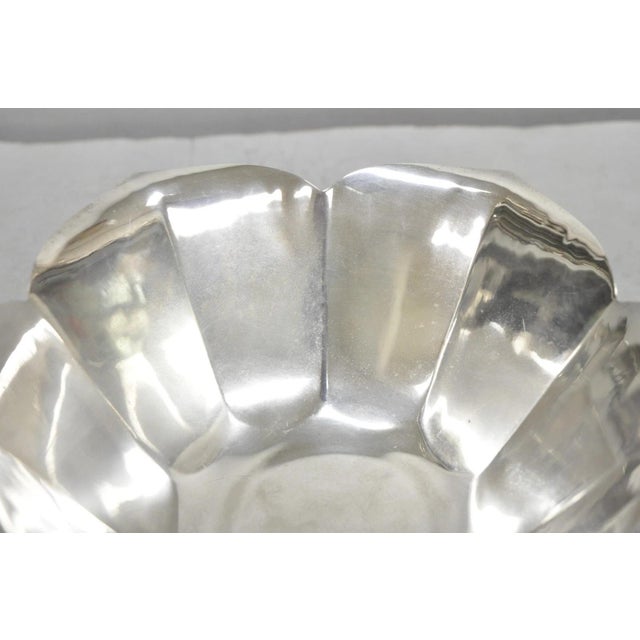 Vintage Mid Century Modern Silver Plated Lotus Flower Petal Decorative Bowl For Sale - Image 4 of 16