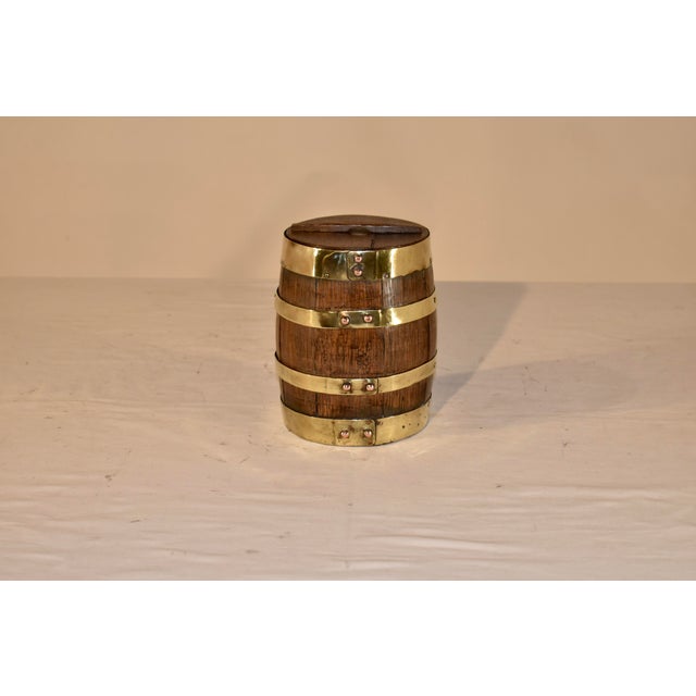 19th Century 19th Century English Oak Strapped Treen Barrel For Sale - Image 5 of 8