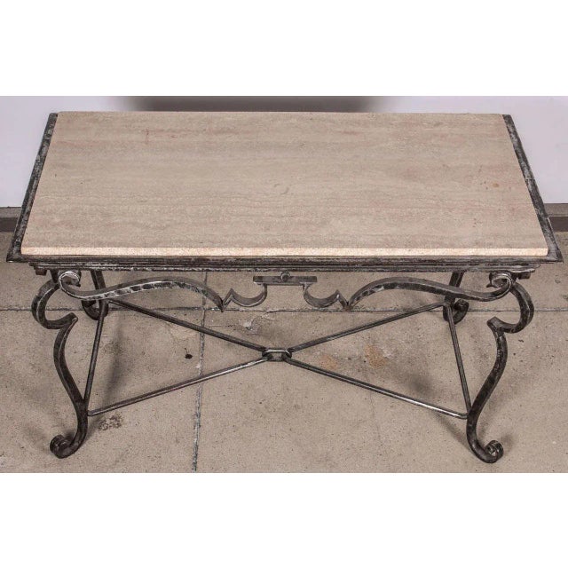 Iron Coffee Table With Travertine Marble Top Chairish