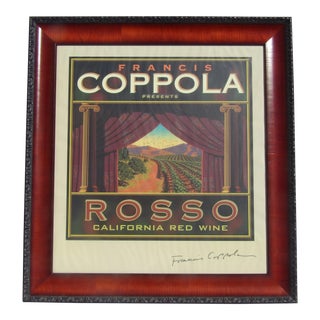 Vintage Signed Frances Ford Coppola Winery Label Framed Poster For Sale