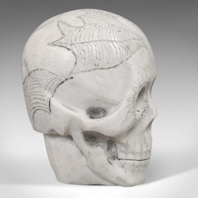 20th Century Marble Carved Decorative Skull Ornament For Sale - Image 6 of 13