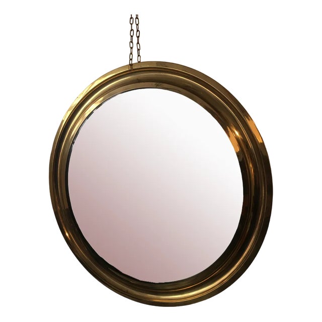Narcisso Wall Mirror with Brass Frame attributed to Sergio Mazza for Artemide For Sale