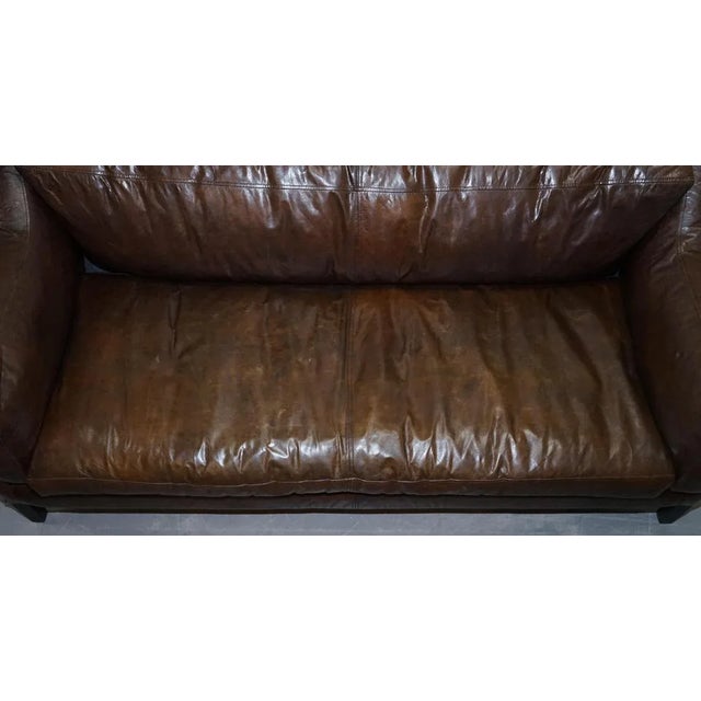 Vintage Brown Leather Sofa For Sale - Image 14 of 18