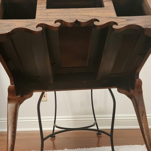 Vintage Baker Furniture Queen Anne Style Bookmatched Burled Walnut Veneer Lowboy For Sale - Image 15 of 18