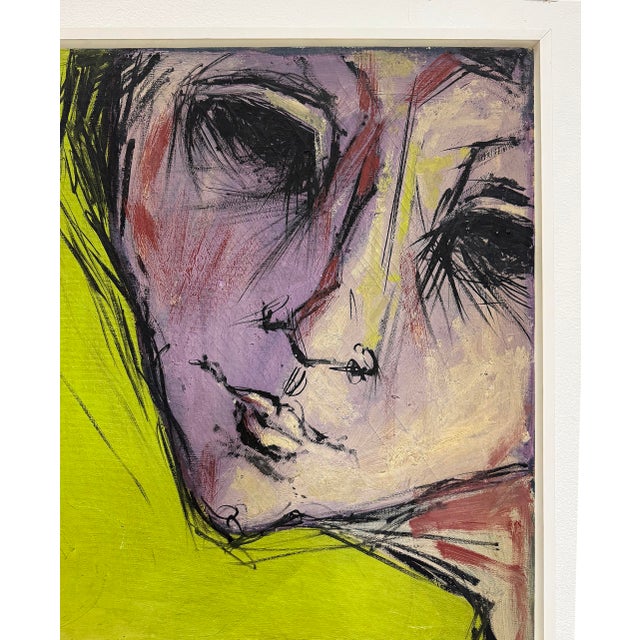 Mid-century Modern Abstract Portrait Painting Signed Francis '60 Offered for sale is a vintage abstract 1960s Mid-century...