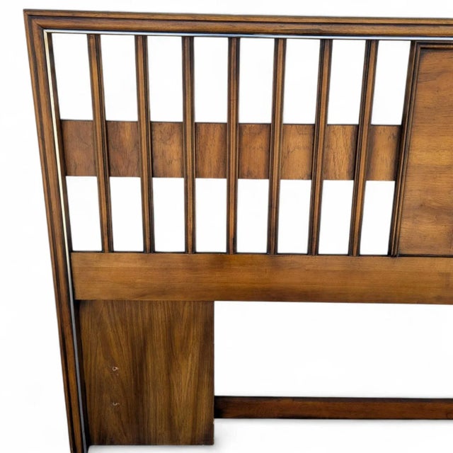 Mid-Century Modern Walnut Veneer King Headboard With Chrome Trim, 1960s For Sale - Image 11 of 18