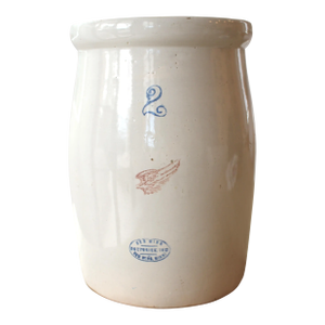 Large 12" Antique Farmhouse Rustic Stoneware Utensil Crock