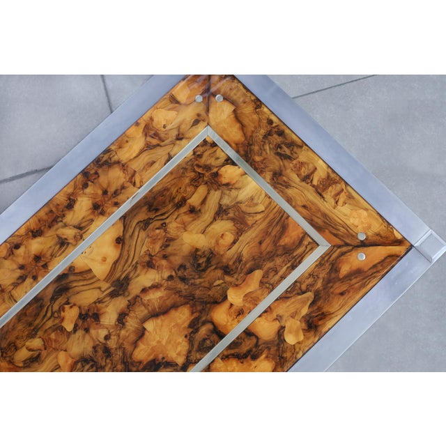 Monumental Oyster Burl Wood and Aluminum Coffee Table, 1970s For Sale - Image 12 of 14