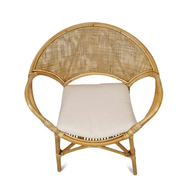 Mid-Century Modern Bamboo & Rattan Ring Arm Chair For Sale - Image 3 of 13