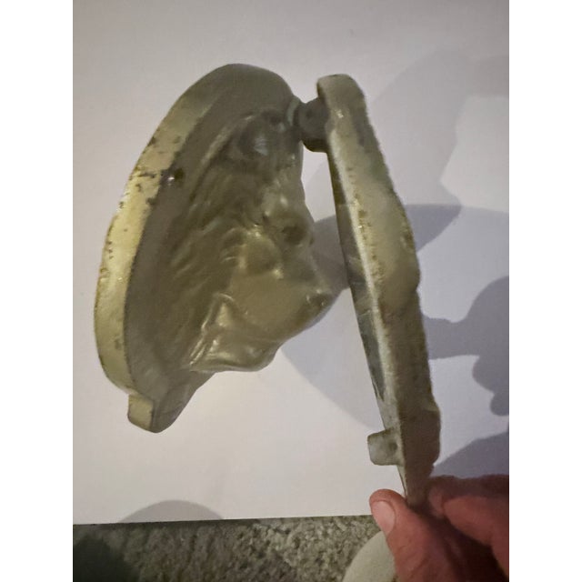Large 8" Vintage Hollywood Regency Solid Cast Brass Lion Door Knocker – 5 + Pounds For Sale - Image 11 of 12