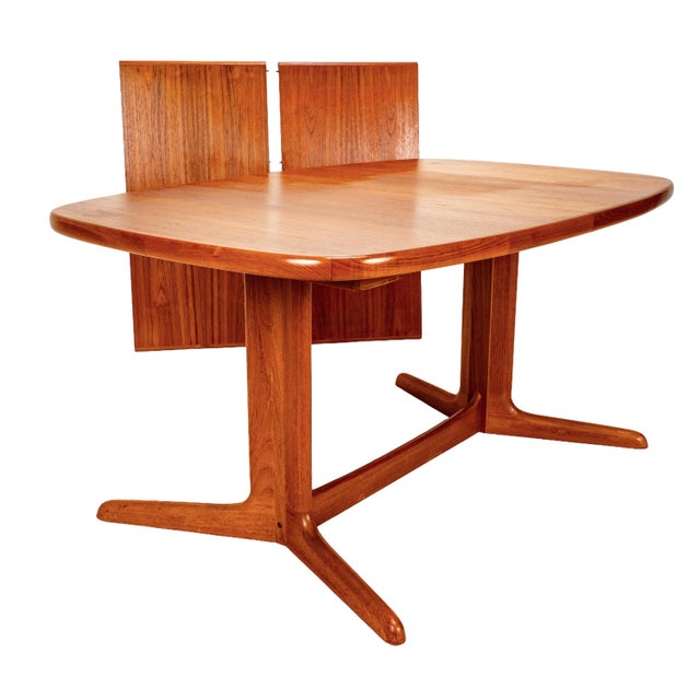 Rasmus Danish Modern Teak Dining Table with Two Extension Leaves Made in Denmark Beautiful vintage Danish modern teak...