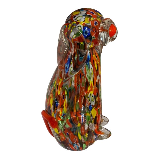Mid-Century Modern Murano Style Art Glass Dog Figurine For Sale