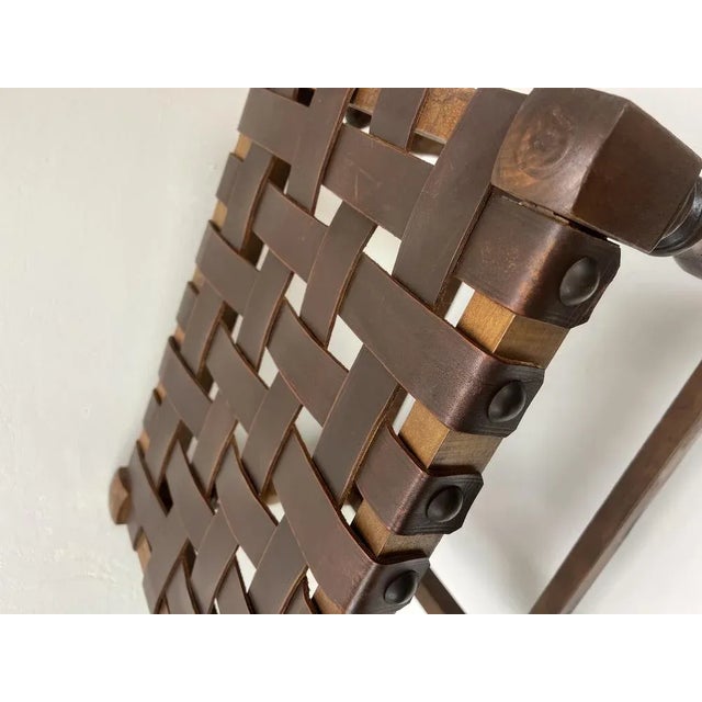 Brown Brutalist Gothic Revival Style Footstool with Leather Strap, Spain, 1970s For Sale - Image 8 of 11