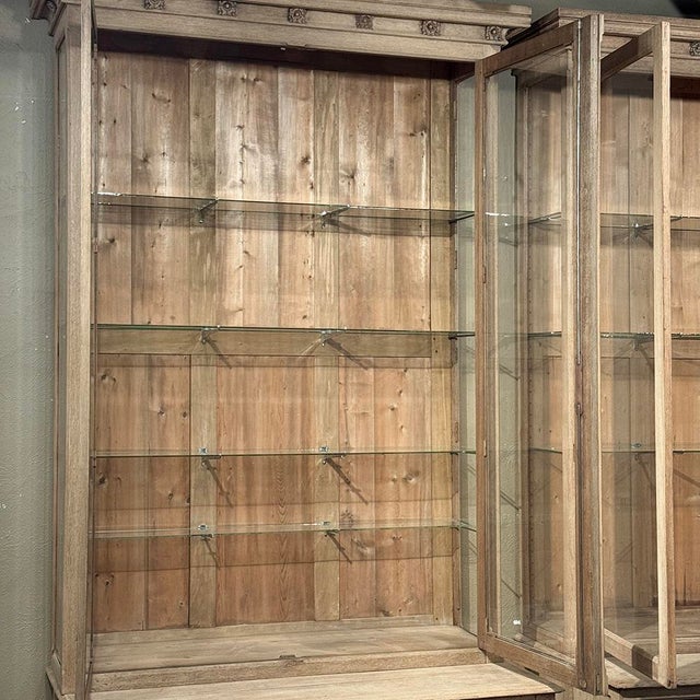 Pair of Monumental Stripped Gothic Revival Solid Oak Display Bookcases For Sale - Image 16 of 18