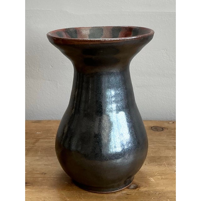 Vintage Original Studio Pottery Striped Rim Vase For Sale - Image 12 of 12