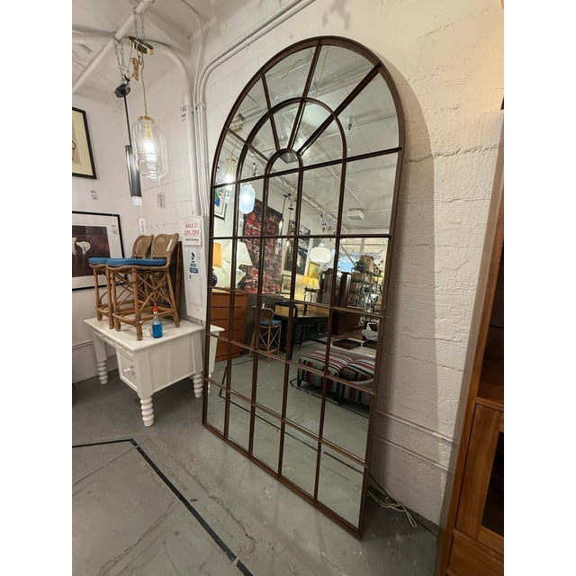 2010s Restoration Hardware Palladian Arched Windowpane Mirror For Sale - Image 5 of 12