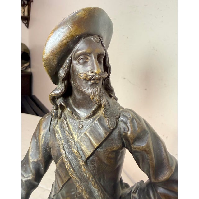 High Quality 19th Century Antique Bronze Musketeer Cavalier Statue Sculpture For Sale - Image 12 of 16
