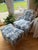 Custom Blue and White Marquis Bergere Chair and Ottoman Set Upholstered in Ralph Lauren For Sale - Image 17 of 18