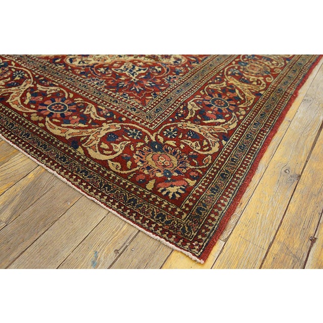 1920s Ivory Red Medallion Classic Antique Persian Isfahan Rug 4'8" X 6'10" Handknotted Wool Carpet For Sale In New York - Image 6 of 6