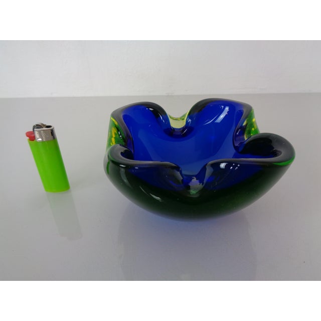 Blue & Yellow Sommerso Murano Glass Bowl, Italy, 1960s For Sale - Image 6 of 11