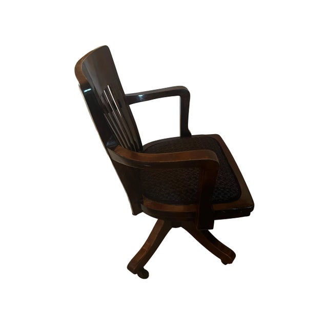 Early 20th Century Antique Swivel and Rock Upholstered Bankers Chair For Sale - Image 4 of 9