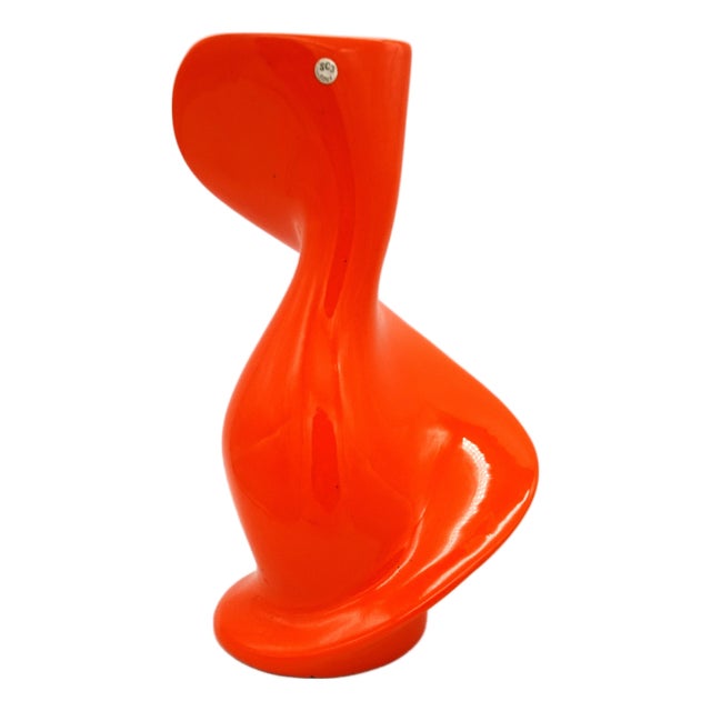 Space Age Orange Swirl SC3 Ceramic Vase, Italy, 1970s For Sale