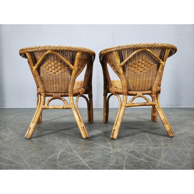 Vintage Italian Rattan and Wicker Lounge Set, 1950s, Set of 5 For Sale - Image 14 of 18