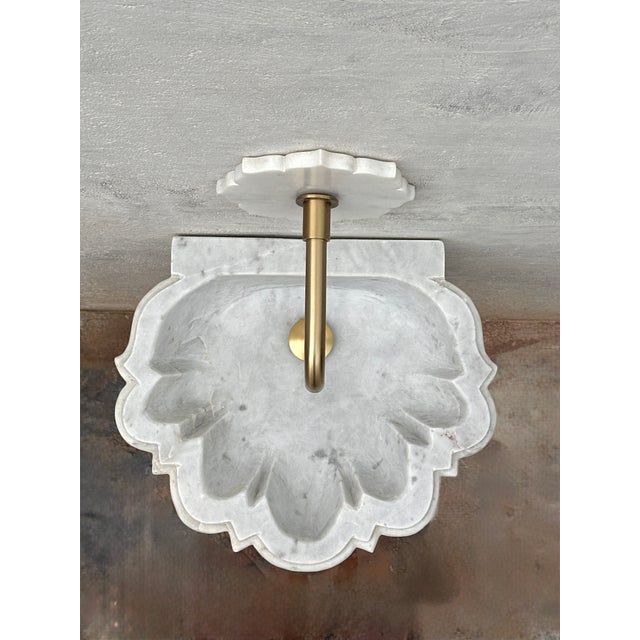 Indian Marble Mid Century Modern Wall Mount Sink Zephyr For Sale - Image 9 of 9