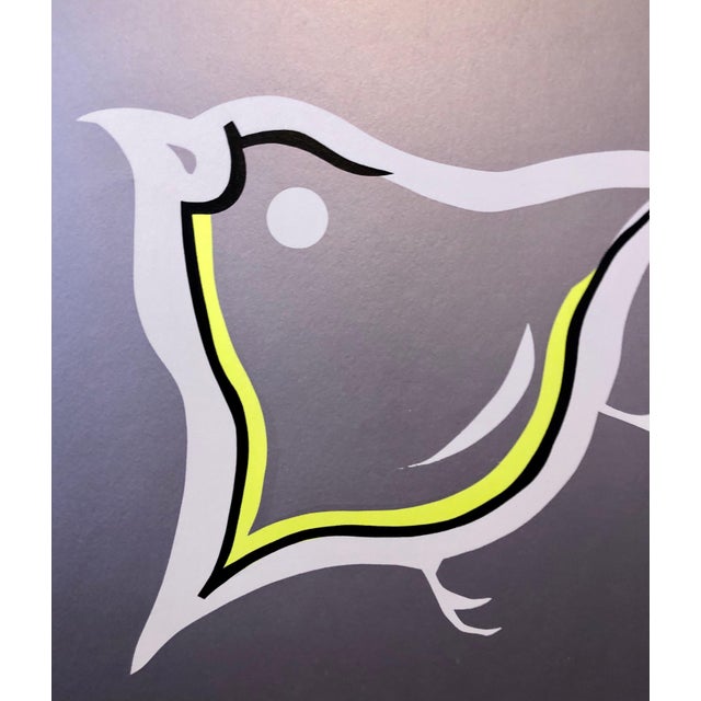 Gray Ushio Shinohara Silkscreen Day Glo Fluorescent Japanese Gyu-chan Neo Dada Art Print Birdie Litho c.1969 For Sale - Image 8 of 9