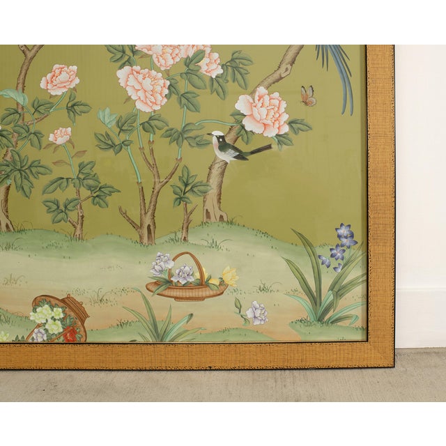 Pair of Chelsea House Edgedale Chinoiserie Painted Silk Panels For Sale - Image 10 of 18