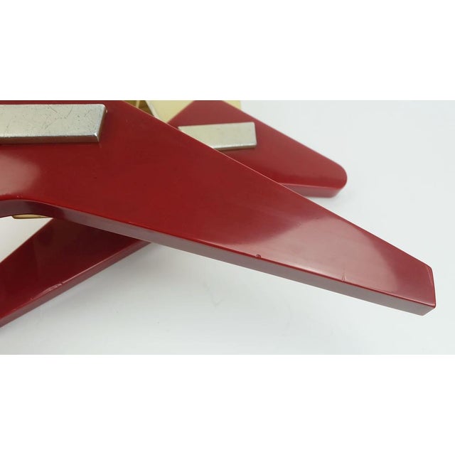 Mid-Century Push Door Handles in Red Bakelite and Aluminum, 1950s, Set of 2 For Sale - Image 6 of 11