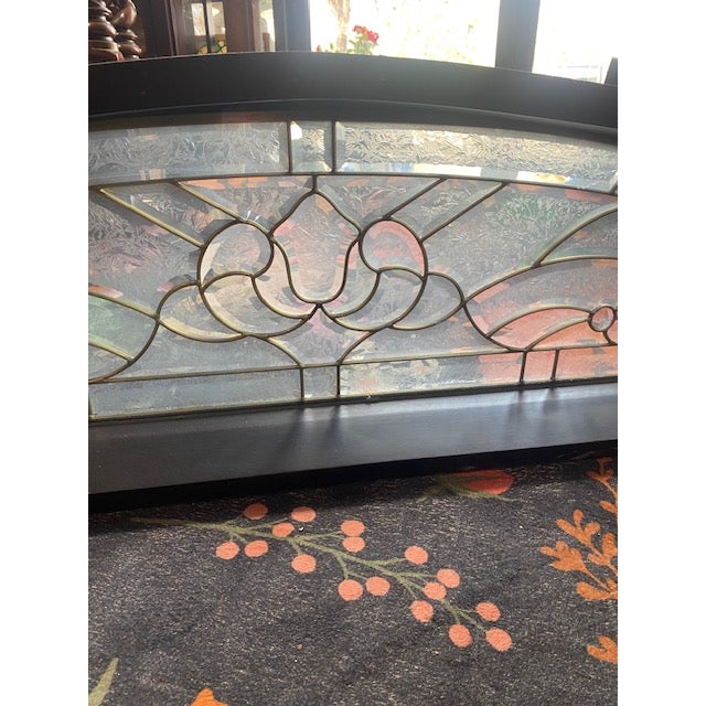 Art Deco Antique Leaded Glass Door Topper From Historic Hudson Valley New York Home For Sale - Image 3 of 8
