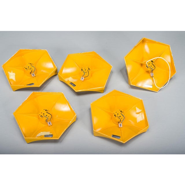 Yellow Vintage German Hexagon Wall Lamp from Hoffmeister-Leuchten, 1970s For Sale - Image 8 of 15