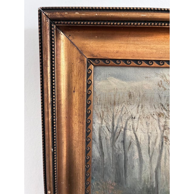 Antique Original Forest Landscape Oil Painting C. 1910 For Sale - Image 6 of 14