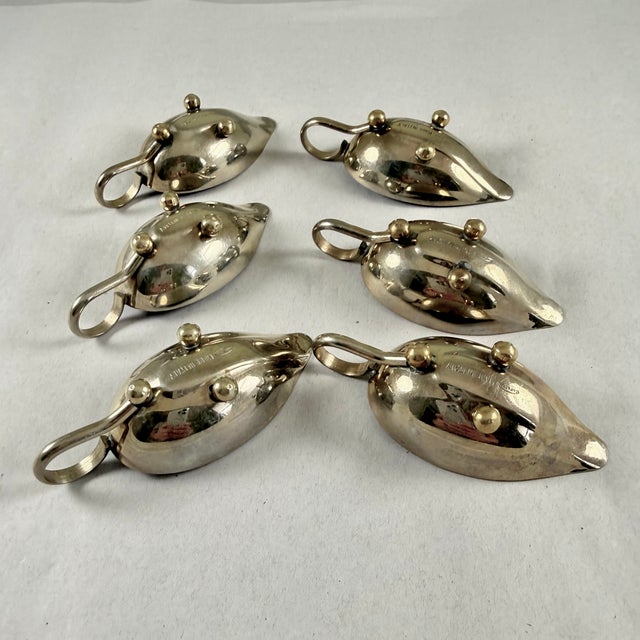 1960s Mid-Century Modern Era Italian Silver Individual Au Jus Sauce Boats, Set of Six For Sale - Image 5 of 11
