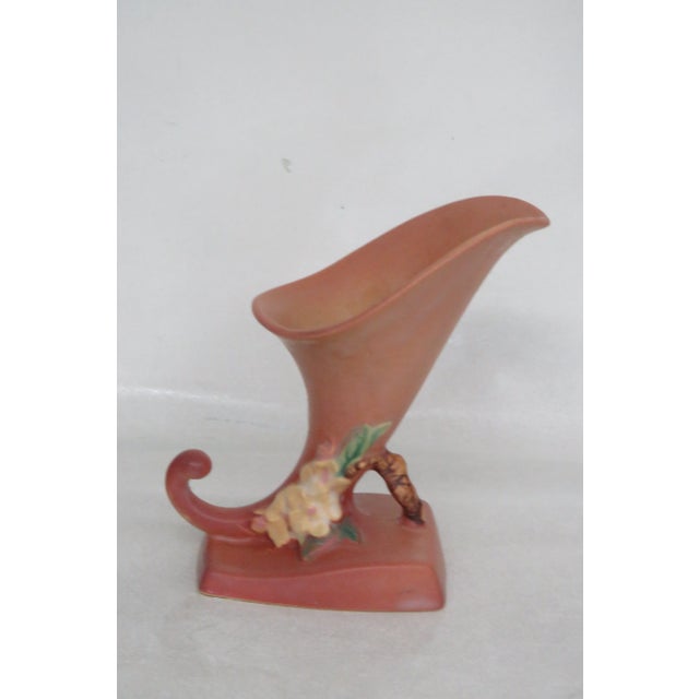 Roseville 321-6 Cornucopia Vase 1940s Apple Blossom For Sale - Image 12 of 13
