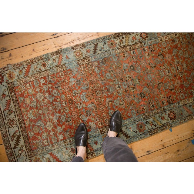 :: Allover covered Herati main field. Heavy abrashes across. Main border in a delicate double vine and serrated leaf...