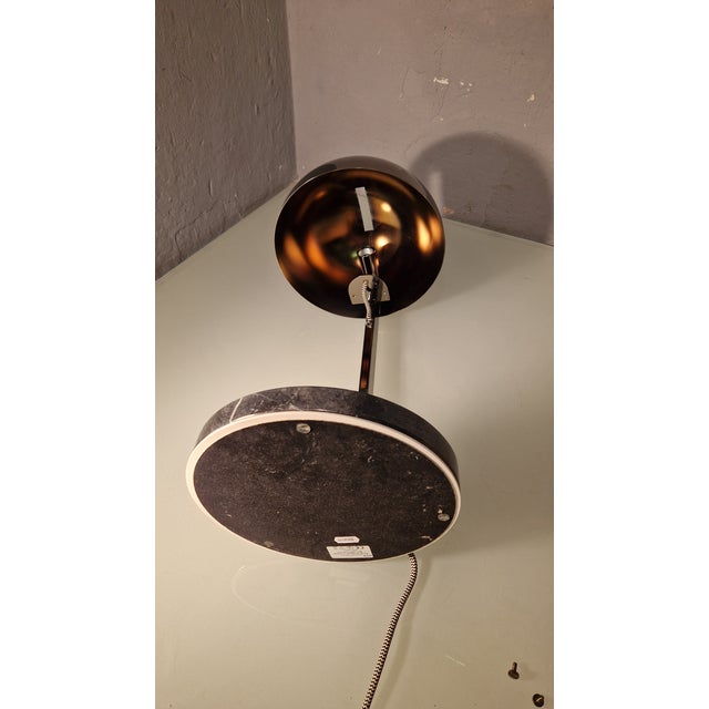 Penta Light with Black Marquinia Marble Base and Chrome Lampshade For Sale - Image 4 of 12