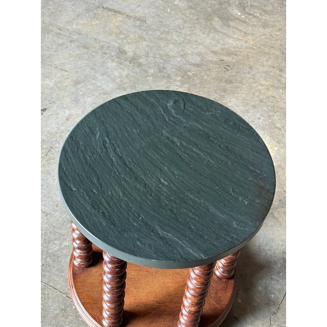 Wood 1970s American Modernist Designer Spool and Slate Side Tables by Henredon Custom Folio Three - a Pair For Sale - Image 7 of 12