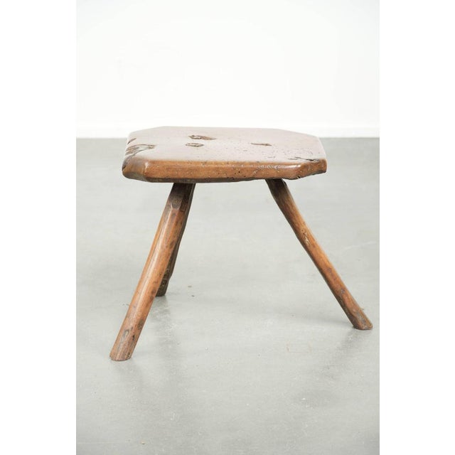 Antique English Farmhouse Stool, 1600s For Sale - Image 4 of 11
