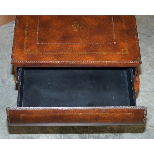 Leather Bound Side Tables with Drawers, Set of 2 For Sale - Image 9 of 18