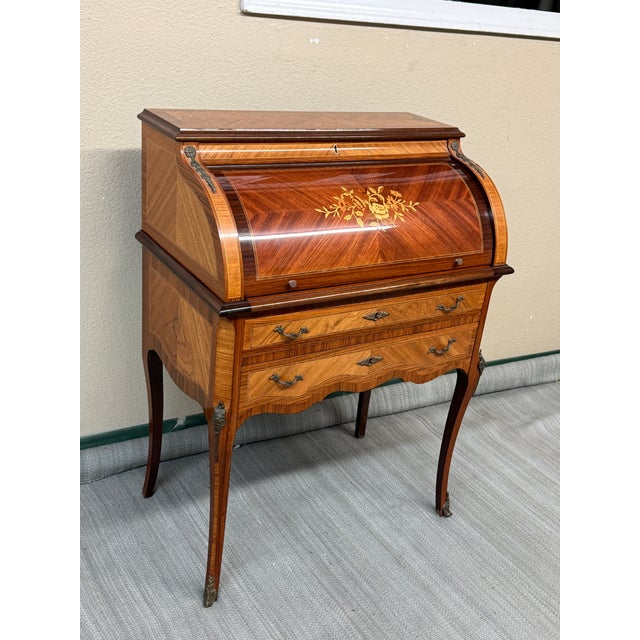 Design Plus Gallery presents a Roll Top Writing Desk in the 20th Century Louis XV Style. The desk was made with special...