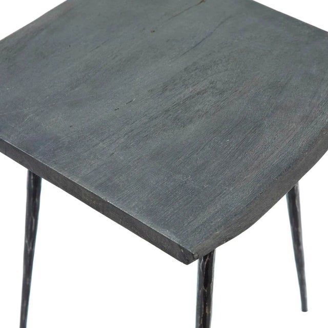 Live Edge Grey Elm Side Table For Sale - Image 9 of 9