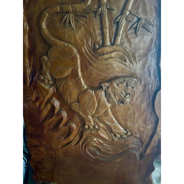 Early 20th Century Monumental 5.5-Ft Vintage Hand-Carved Solid Wood Relief Sculpture With Matching Stands. A Family Heirloom, Truly One of a Kind of This Size. For Sale - Image 5 of 12